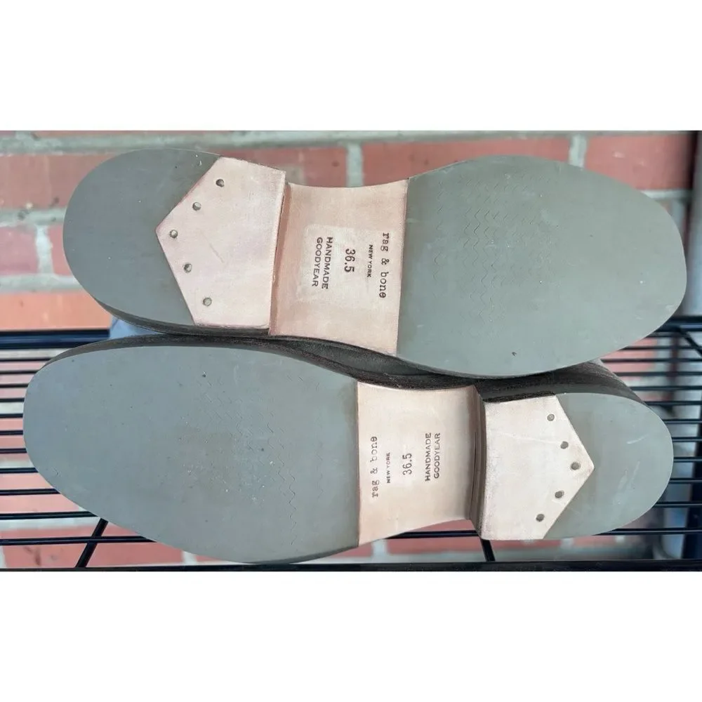 Rare Rag & Bone  Gray Oliver Suede Pull-on Mid-calf Booties Size 36.5 / Néw